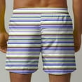thumbnail image 5 of LYEAA Men's Swim Board Shorts Elastic Waist Summer Beach Big Swimming Trunks Stripe Drawstring Surf Shorts Casual Loose Sports Trendy Comfort Swimsuit Bathing Suit with Pockets Blue L, 5 of 5