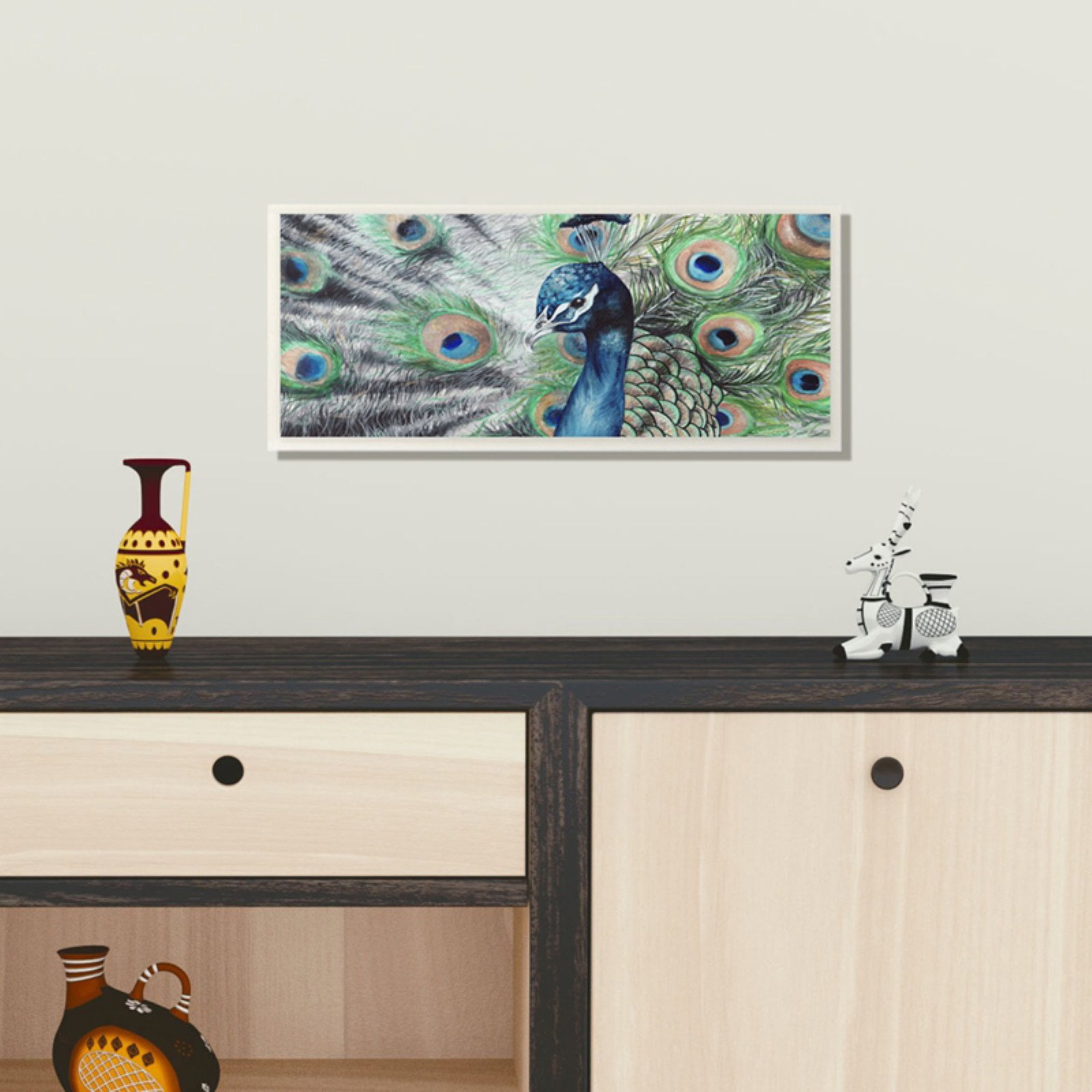 The Stupell Home Decor Collection Elegant Feathers Painted Peacock Wall Art