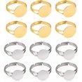 thumbnail image 1 of y 40 Pcs Blank Rings- Silver Plated Adjustable Flat 12mm Ring Base Blank Jewelry Findings (Gold+Silver), 1 of 4