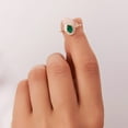 thumbnail image 2 of Unique Emerald Ring, 14k Gold Plated 925 Sterling Silver Oval Emerald and Baguette Diamond Ring, Baguette Diamond Halo Emerald ring, Oval Shaped Birthstone Engagement ring, 2 of 4
