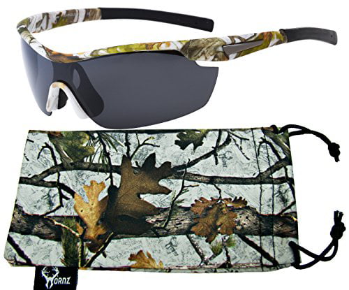 fishing polarised sunglasses wrap-around camouflage frames FREE rigid case 