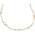 thumbnail image 1 of 14K Yellow Gold 5-6mm White Near Round Fw Cultured Pearl Bead 12-Station Necklace Made In Canada xf445-18, 1 of 5