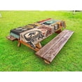 thumbnail image 1 of Vintage Outdoor Tablecloth, Nostalgic Art Auto Service Garage Funk Style Highway Logo Repair Road Grunge Design, Decorative Washable Fabric Picnic Tablecloth, 58 X 104 Inches, Multicolor, by Ambesonne, 1 of 2