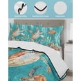 thumbnail image 4 of Brown Sea Turtle Coastal Twin XL Size Down Alternative Comforter,Lightweight Comforter Quilt Bedding Set with Pillow Shams Teal Summer Beach Coral Nautical Bed Comforter Duvet Insert 68"x98", 4 of 7