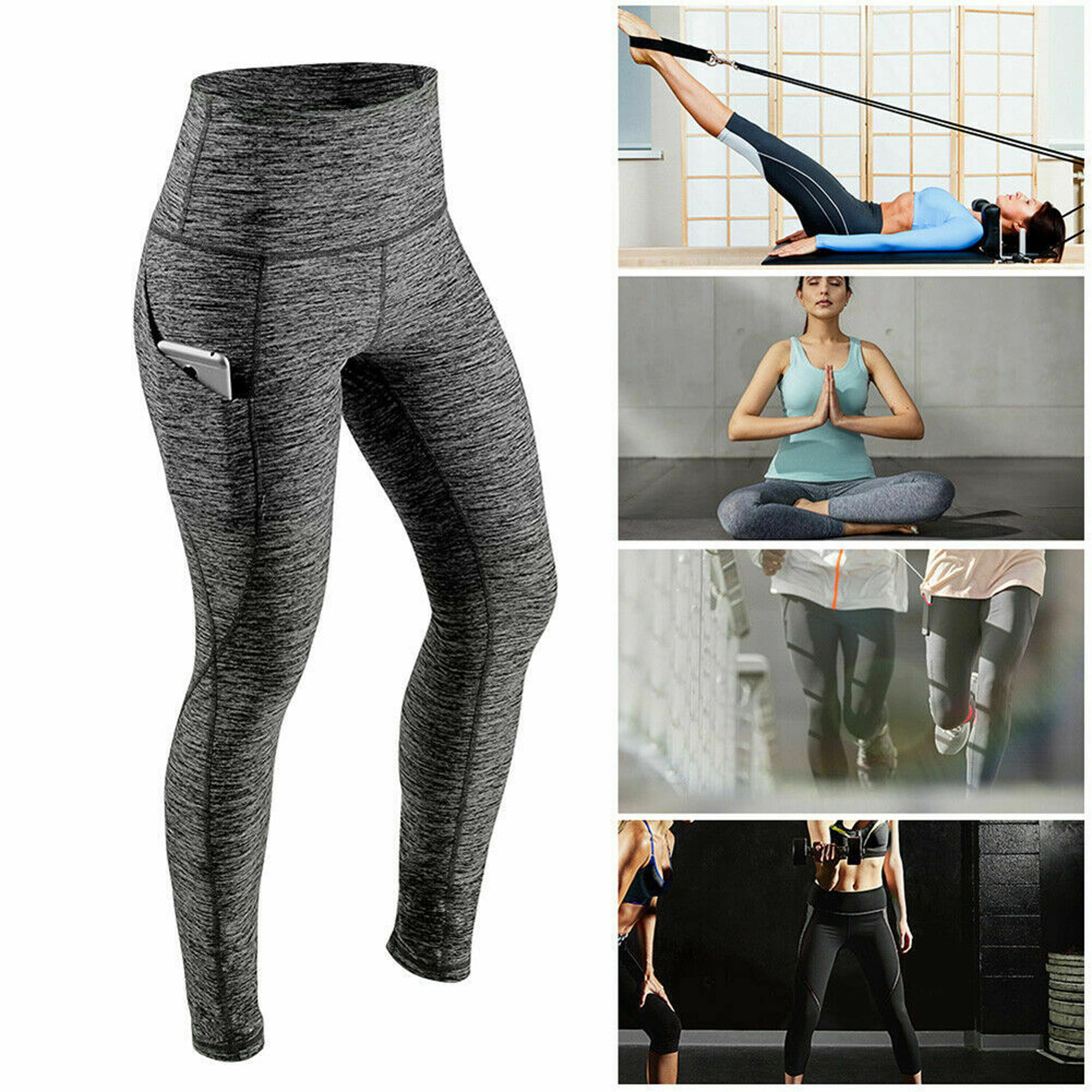 PowerLife/® Sport Damen Leggings Blickdicht Yoga Hose Sporthose Fitnesshose mit Taschen