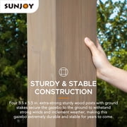 Sunjoy 12’ x 12’ Black 2-Tier Wooden Frame Outdoor Hardtop Gazebo With Ceiling Hook for Patio, Backyard, and Garden