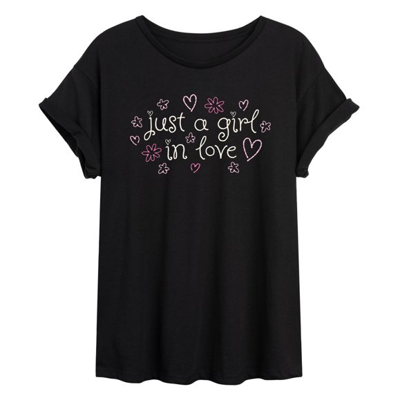 Instant Message - Just a Girl in Love Oversized Graphic T-Shirt