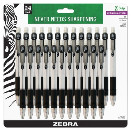 Zebra Z-Grip Mechanical Pencil, 0.7mm Point Size, HB #2 Graphite, Black Grip,