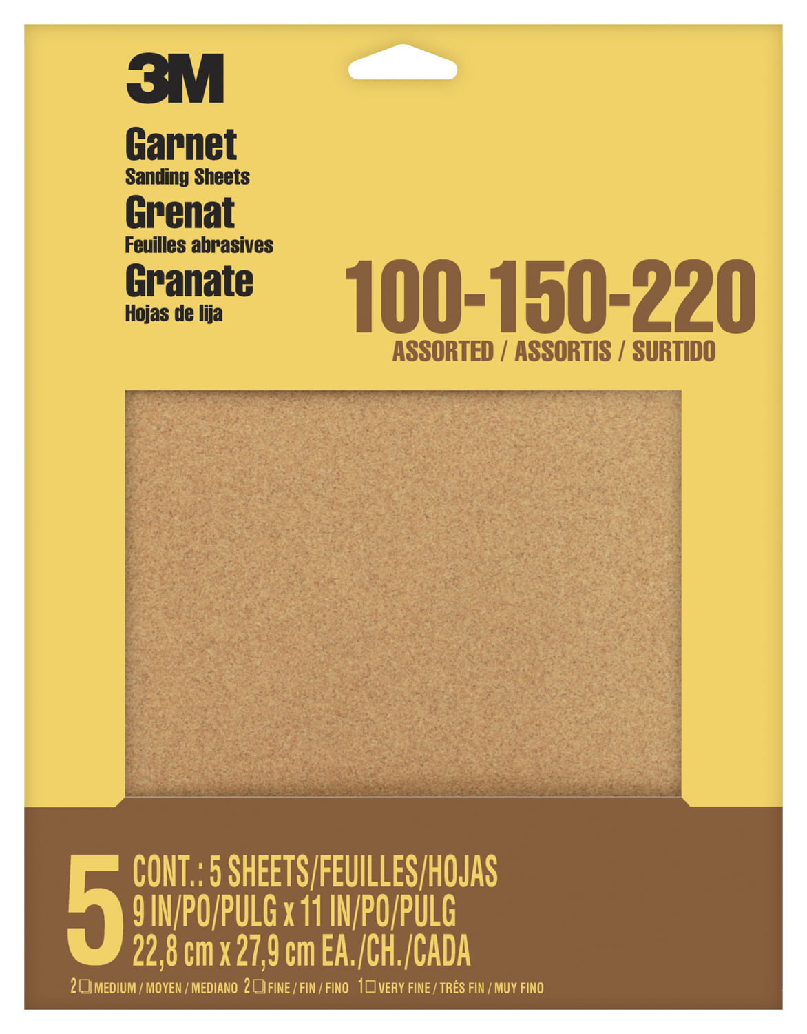 Pack 150 Grit A/O Garnet Sandpaper 3-1/4 x 11 in Sheet Sets 