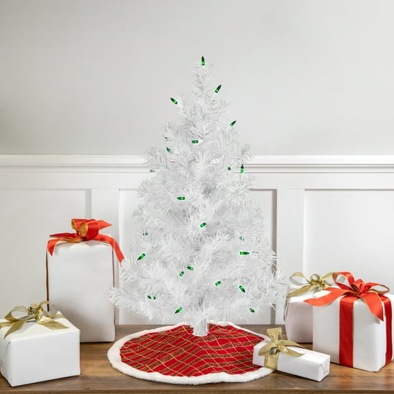 Northlight Pre-Lit Medium White Pine Artificial Christmas Tree -  2' - Green Lights