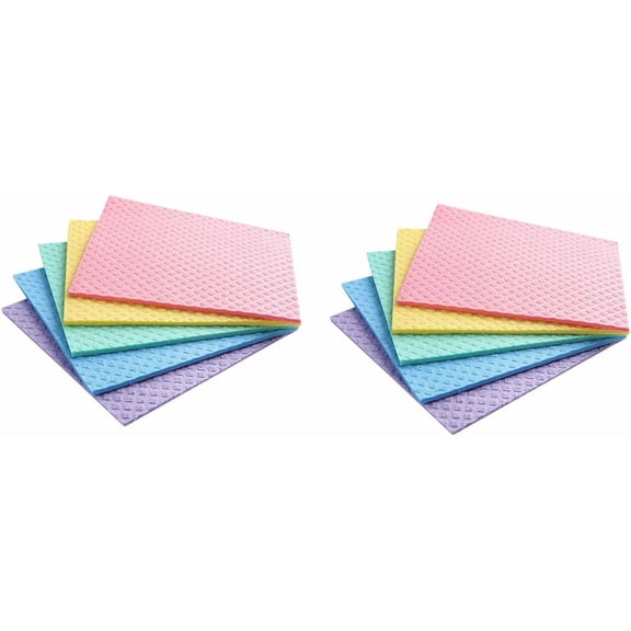 Reusable Cleaning Cellulose Sponge Cloths Absorbent Wipes Clean Kitchen Car Dish Eco-Friendly Dishcloth Hand Towel Auto (2 Pack (10pcs))