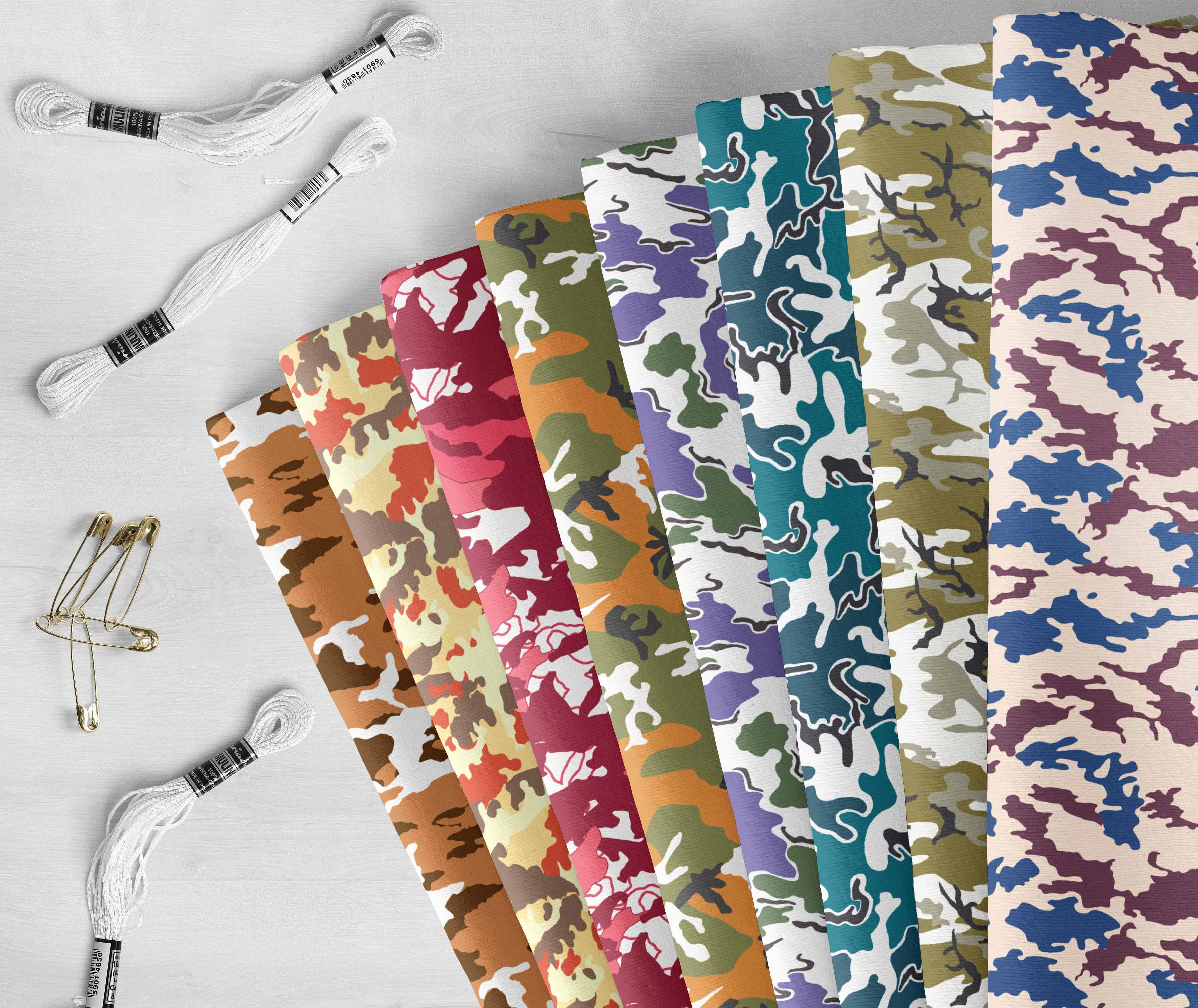 Soimoi 8 Pc Fat Quarter Bundle,CamouflagePrint 18"x 22"DIY Patchwork-100% CottonPre-Cut Quilting Fabric Multicolor