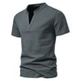 thumbnail image 2 of JTieacloth Mens Button Closure Shirt Mens Fashion Deep V Neck Short Sleeved T Shirt Elastic Bottoming Shirt Small Stand Up In Summer Gray XXXL, 2 of 6