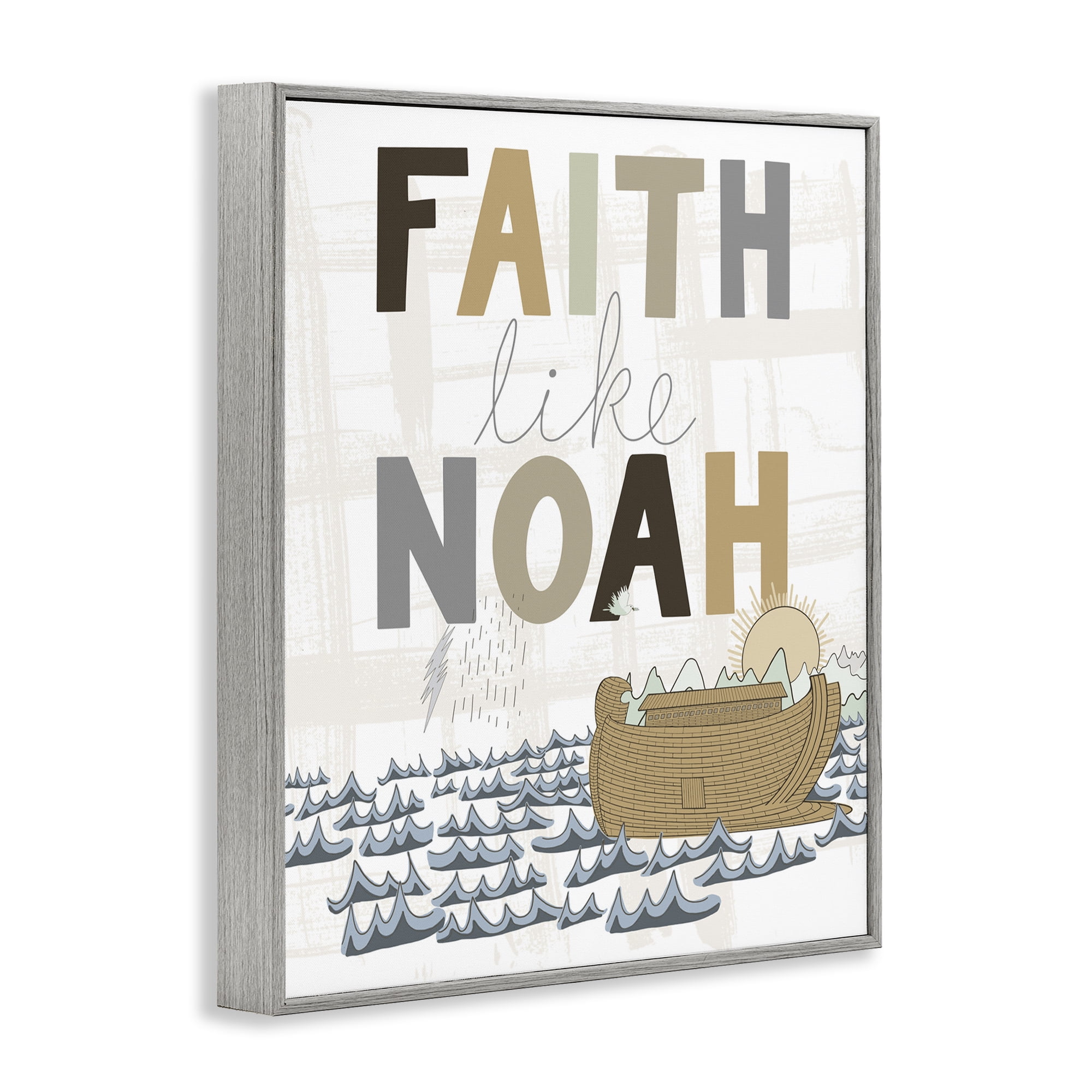 Stupell Industries Noah's Ark Proverb Religious Painting Gray Framed Art Print Wall Art, 16 x 20