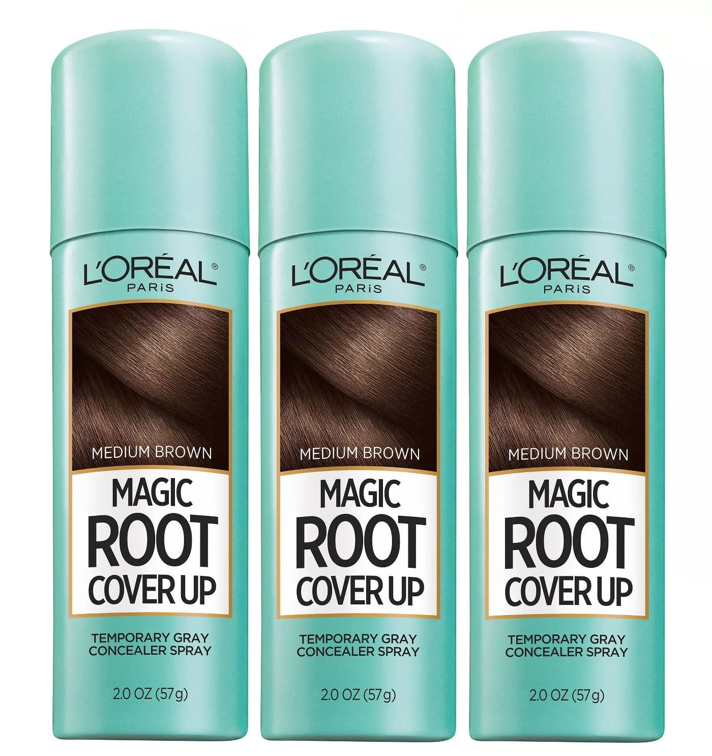 L'Oreal Paris Magic Root Cover Up Temporary Gray Concealer Spray, Medium Brown (3 pk.)