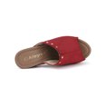 thumbnail image 4 of BLISSFUL STEP Chaussures pour Femmes à Plateforme à Talons Épais à Bout Ouvert à Rivets en Faux Suède Sandales à Enfiler Rouges 8,5, 4 of 7