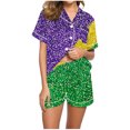 thumbnail image 2 of BLTIBY Womens Carnival Pajama Sets Printed Lounge Set Short Sleeve Top Shorts Fashion Comfortable Outfits with Pockets Green 7 M, 2 of 7