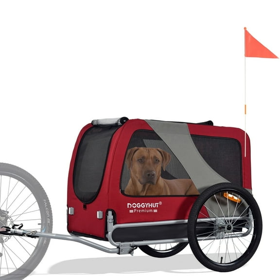 DOGGYHUT Premium XL Pet Bike Trailer for Large Sized Dog or Multiple Small Dogs, Low Center of Gravity, Easy Folding Frame, Bicycle Carrier