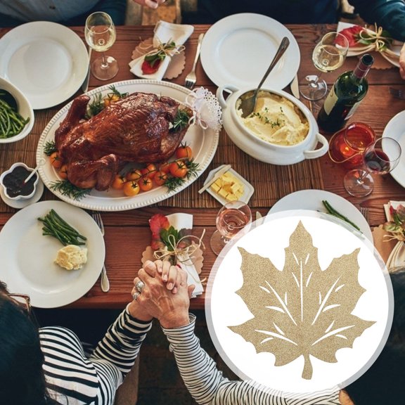 NICEXMAS Set of 2 Golden Thanksgiving Placemats Non-Woven Fabric for Dining Table Decoration
