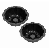 Mini Flan Molds Pan, 4 Inches Fluted Cake Pan Nonstick, Carbon Steel Mini Flan Molds Pans, Cake Pans Reusable Tube Oven Baking Mold for Cupcake, Bread, Bavarois, Brownie 2PC