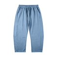 thumbnail image 4 of JIAYUE Women Pants Drawstring Elastic Waist Solid Color Baggy Wide Leg Capri Trousers for Outdoor Casual Wear, 4 of 4