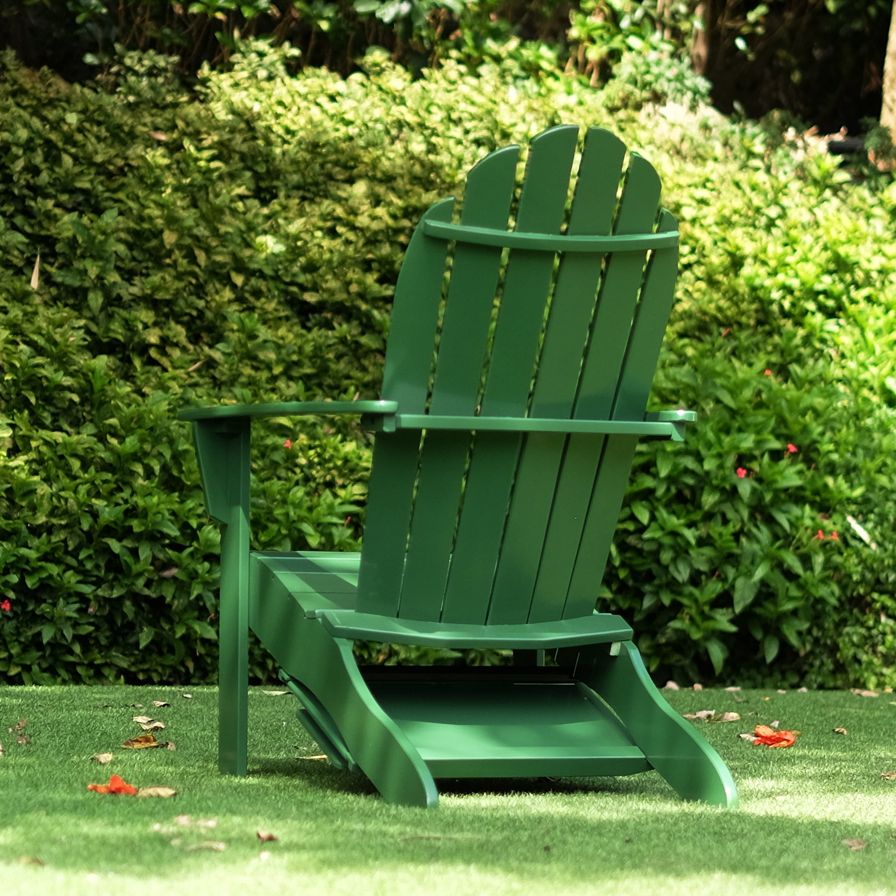 Alston Mahogany Outdoor Adirondack Chair, Free Tray Table, Hunter Green