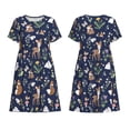 thumbnail image 3 of Bixox Robe d'Été à Manches Courtes pour Femmes Robe Ample Longueur Genou avec Poches-Animaux et Fleurs Sauvages, 3 of 7