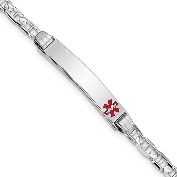14K White Gold Medical Anchor Link Id Bracelet (7 X 5.5) Made In United States xm589frw-7