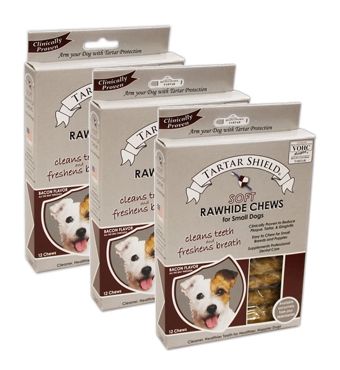 Tartar Shield Soft Rawhide Chews for Small Dogs 12 Count 3 Pack