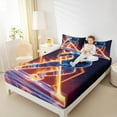 thumbnail image 4 of jejeloiu Ice Hockey Twin Sheet Sets,Hockey Game Twin Fitted Sheet,Orange Blue Flat Sheet For Teens,Breathable Bedroom Decoration,3-Piece, 4 of 7