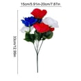 thumbnail image 3 of Ramo de rosas artificiales de 4 cabezas, rojo, blanco y azul, flores de seda, decoración patriótica para el Día de la Independencia, rosas artificiales para bodas, fiestas, guarderías, decoración del, 3 of 7