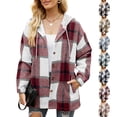 thumbnail image 4 of Cárdigan para mujer, sudadera elegante informal de Otoño Invierno, franjas de diferente color a cuadros, sudadera informal con capucha para mujer, 4 of 6