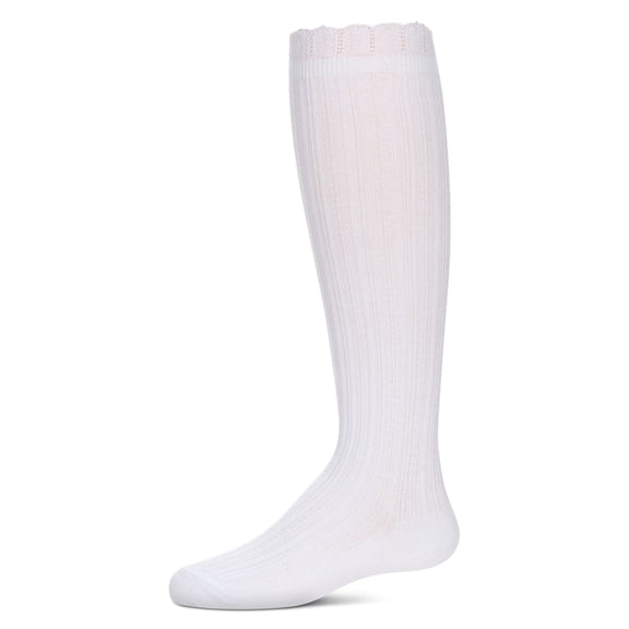 MeMoi Crochet Ruffle Design Knee High Socks - Girls - Female, 8, White