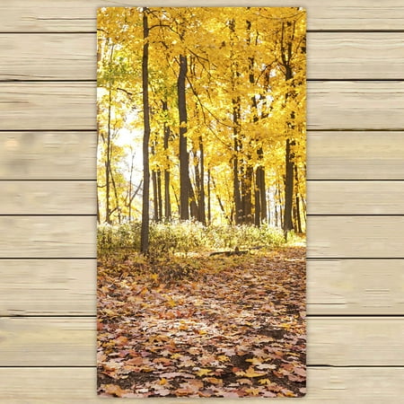 YKCG Autumn Park Benches Fall Wood Tree Hand Towel Beach Towels Bath Shower Towel Bath Wrap For Home Outdoor Travel Use 30x56