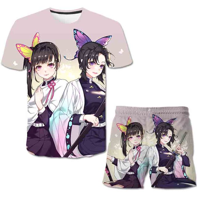 Bebé niños niñas Demon Slayer conjuntos verano niños ocio 2 piezas ropa trajes camisetas + Pantalones cortos ropa de impresión Outfits12M Gao Jinjia LED