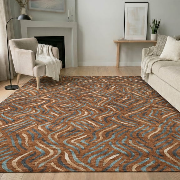 Addison Rugs Mayfield Premium Machine Washable Transitional Abstract Paprika Rectangle Rug, 10' x 14'