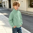 thumbnail image 7 of Boys Girls Corduroy Jackets Solid Color Zipper Long Sleeve Stand Collar Outerwear Kids Fall Winter Trendy Casual Outfits Mint Green 12-13 Years, 7 of 7