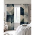 thumbnail image 4 of Navy Blue Geometric Blackout Curtains for Bedroom Living Room Darkening Curtains 84 Inch Length 2 Panels Set Grey Modern Abstract Art Window Curtain Insulated Window Treatment Grommet Drapes 52"x84", 4 of 9