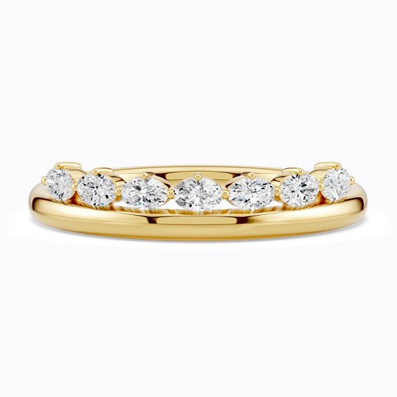 ANGARA Round Shape Lab Grown Diamond Seven Stone Crown Ring for Women in 14K Yellow Gold (Color-F-G, Clarity-VS) | April Birthstone, Birthday, Wedding, Anniversary Jewelry Gift for Women