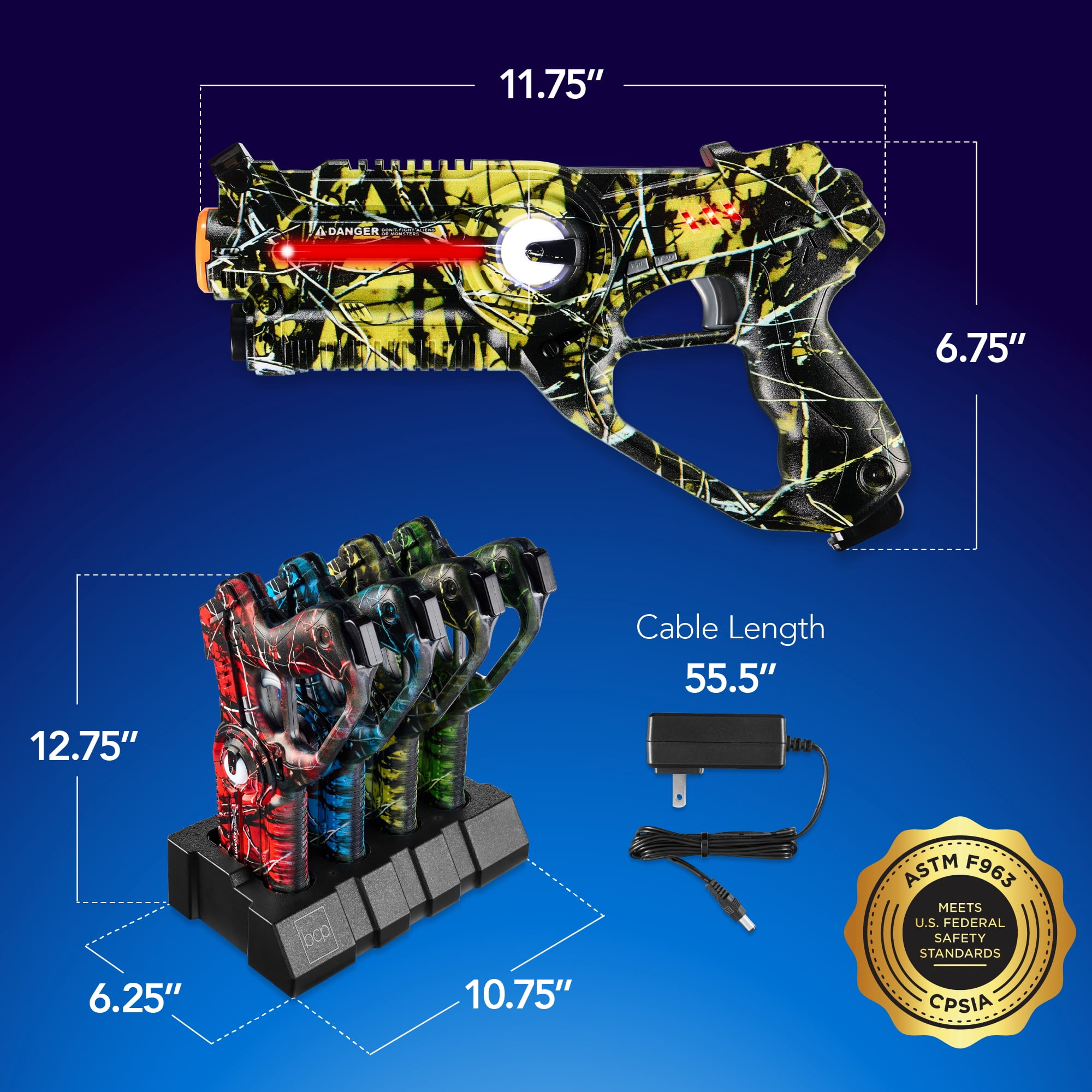 Best Choice Products Rechargeable Laser Tag Set 4 Pack, No Vest Needed, Kids Adults Game - Graffiti Red/Blue/Green/Yellow