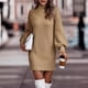 thumbnail image 4 of Suéter de cuello alto de manga larga de color neto de otoño e invierno de Europa y Estados Unidos, vestido de mujer, 4 of 6