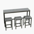 thumbnail image 3 of Modern High Top Table Set for 3, Rectangle Kitchen Dining Table Set Metal Frame, Small Space Counter Height Pub Bistro Set with 1 Table & 3 Stools, Gray, 3 of 7