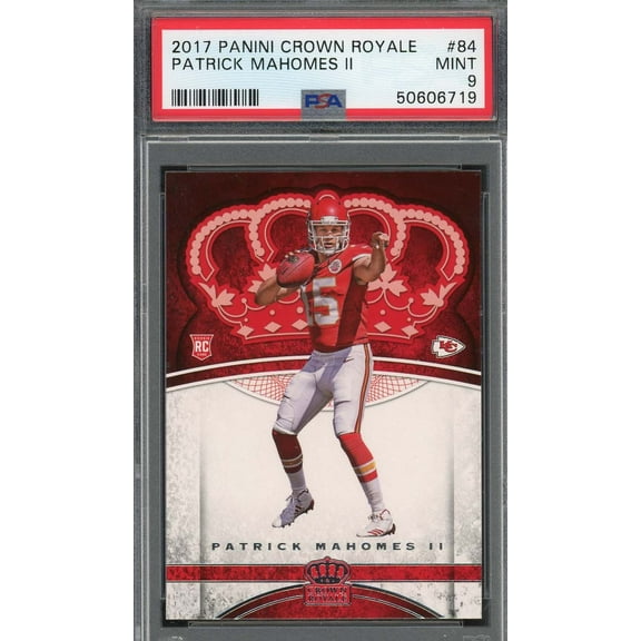 Patrick Mahomes 2017 Panini Crown Royale Football Rookie Card #84 PSA 9