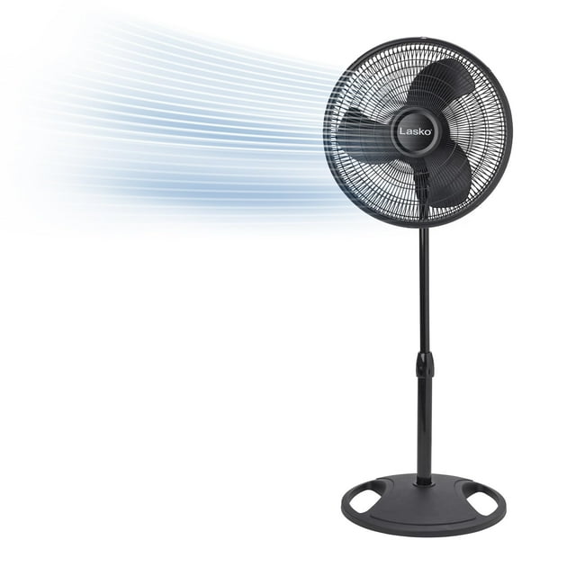 Ventilador de pedestal Lasko 2521 de 40 cm, 3 velocidades, silencioso y ajustable, negro