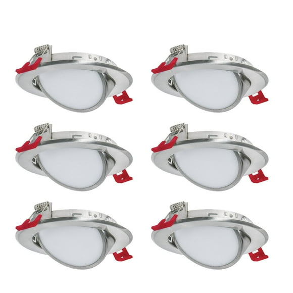 Nadair, 4’’ LED Gimbal Recessed Ultra Slim Lights, 3 Built-in Color Temperature (3K/4K/5K), 6-Pack, IC Rated, Dimmable, 9W=50W, 550 Lumens, Quick Connect System, Brushed nickel Finish