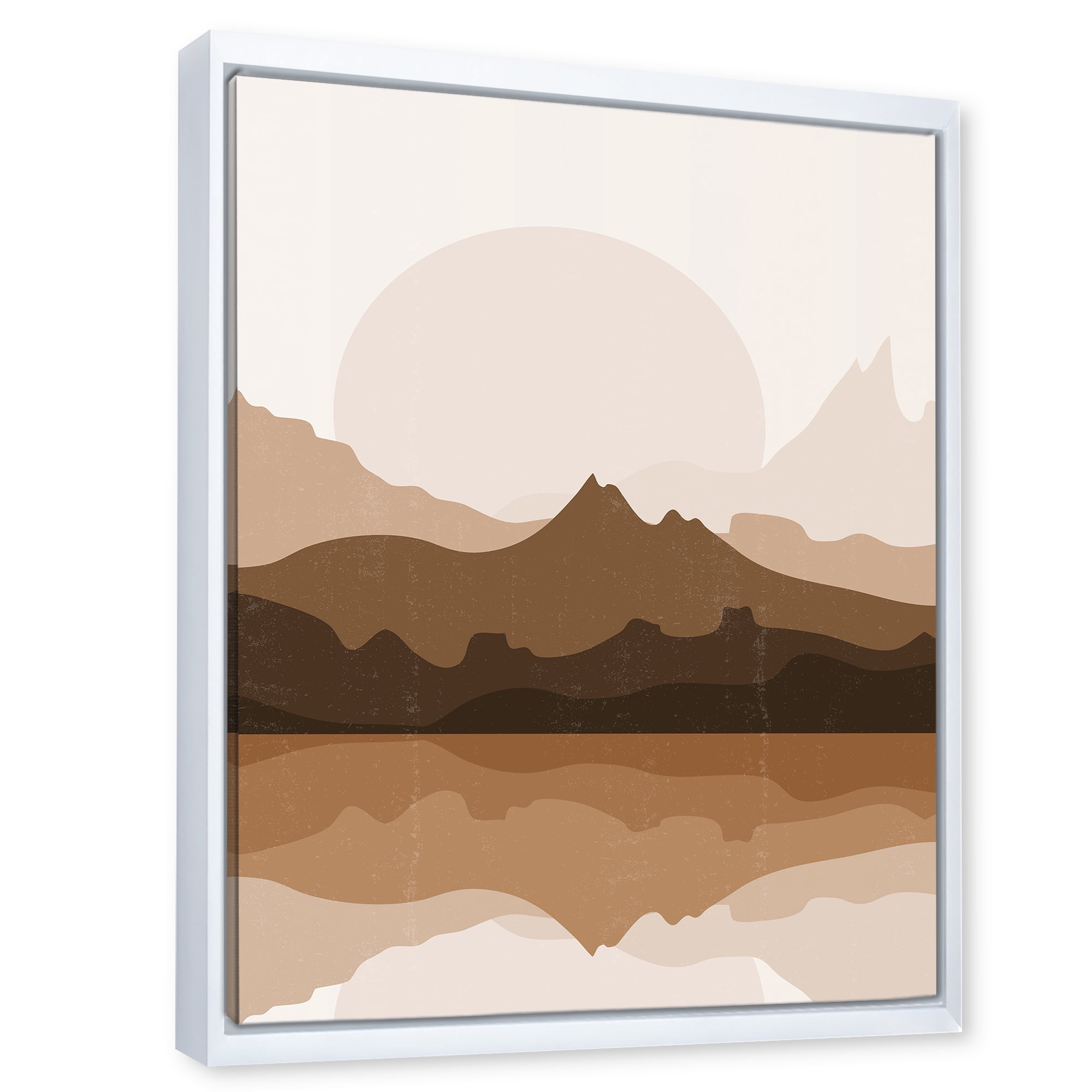 Designart 'Minimalist Brown Terracotta Landscape' Modern Framed Canvas Wall Art Print