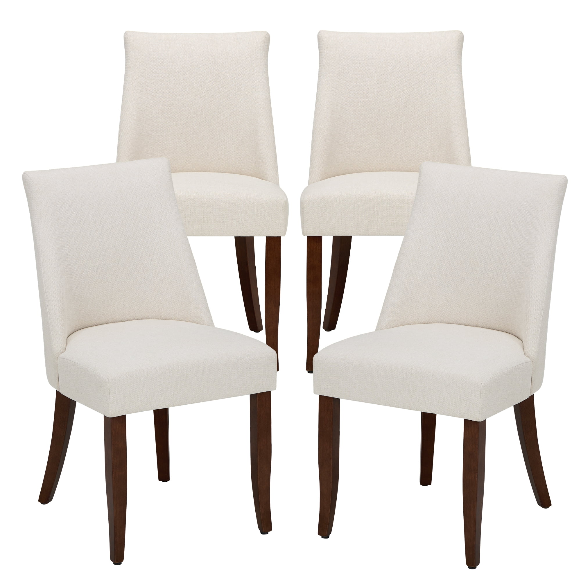 EOP Upholstered Dining Chairs Set of 4, Mid Century Modern Fabric Side Chairs with Solid Wood Legs, Comfortable Kitchen & Dining Room Chairs for Home, Restaurant Use, Beige