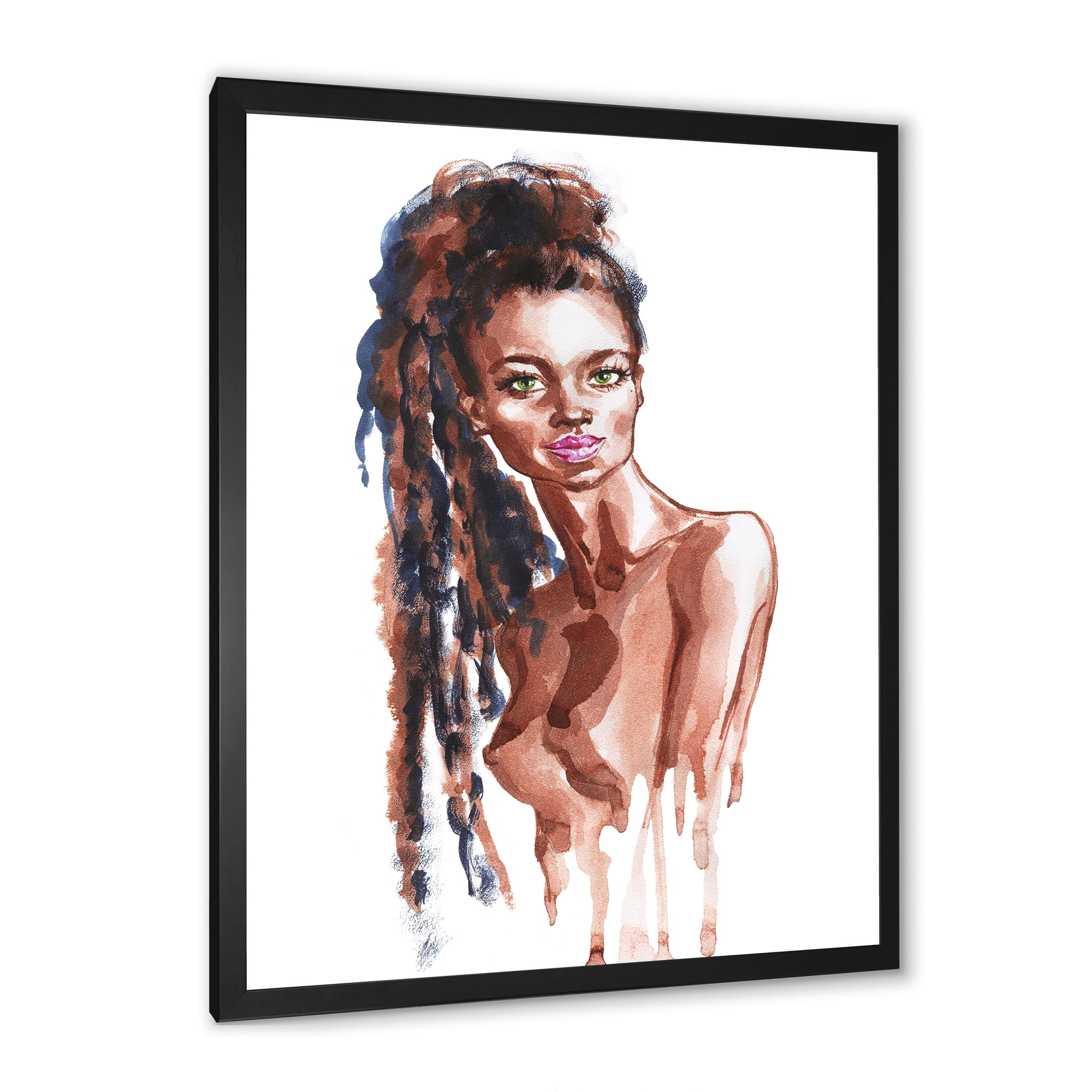Designart 'Portrait of Afro American Woman VIII' Modern Framed Art Print