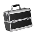 thumbnail image 4 of Caja de tren de maquillaje portátil jinwen Estuche de maquillaje cosmético de aluminio Plata + negro, 4 of 7