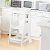 TOETOL Toddler Kitchen Step Stool White Helper Standing Tower Height Adjustable with Anti-Slip Protection for Kids Kitchen Counter Learning